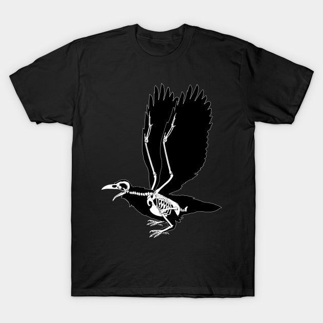 Skeleton Raven T-Shirt by Zefkiel